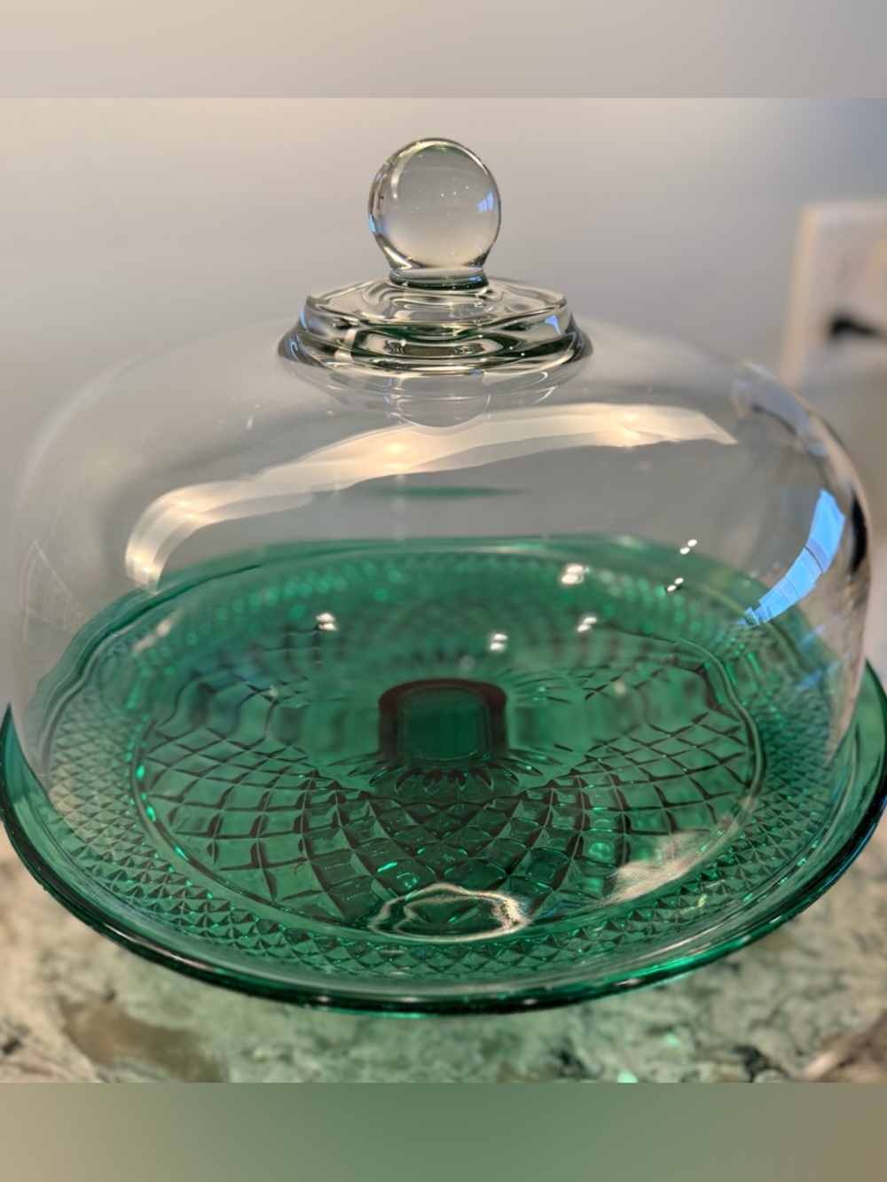 Anchor Hocking Wexford Emerald Green 2-Pc. Footed Cake Set Model #69080 IOB - Picture 5 of 16